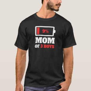 T-shirt Maman de 3 Trois Garçons Fils Fatiguée Maman Batte