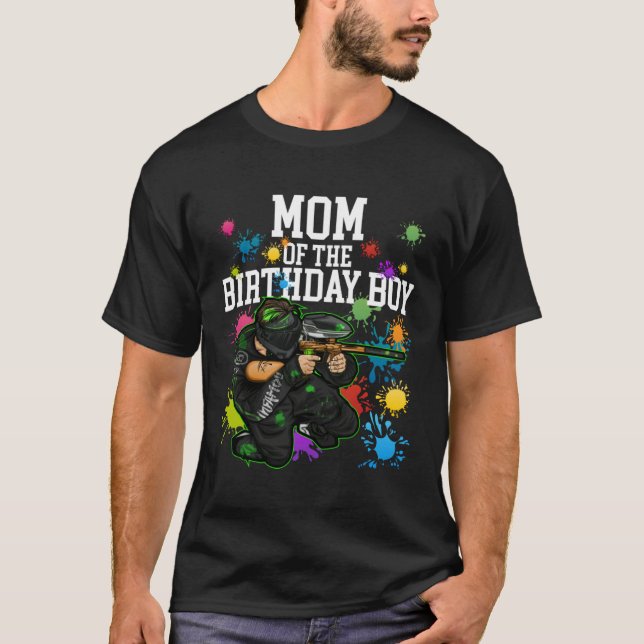T-shirt Maman de Anniversaire Garçon Paintball Sport Match (Devant)