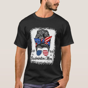 T-shirt Maman de badminton chignon décoiffé lunettes drape