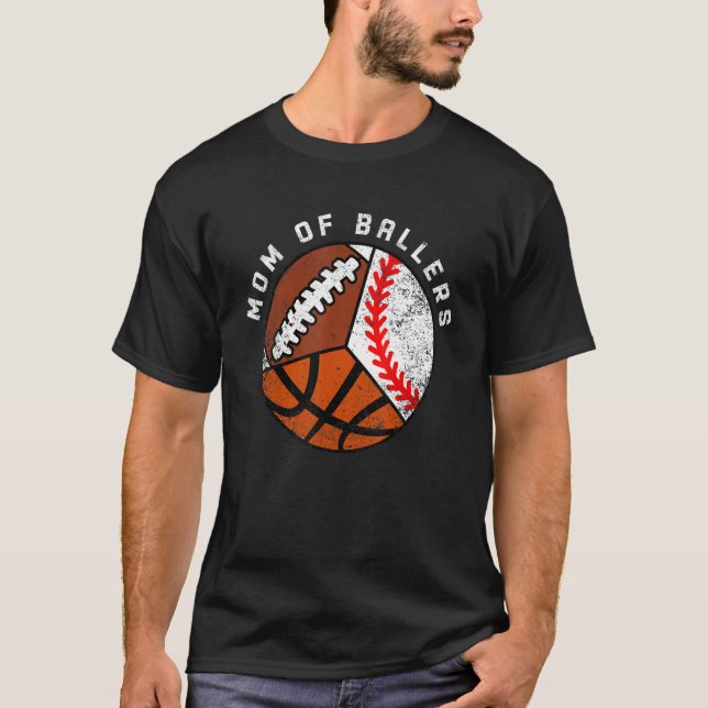 T-shirt Maman De Ballers Baseball Basketball Football (Devant)