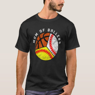 T-shirt Maman De Ballers Baseball Softball Basketball Mama