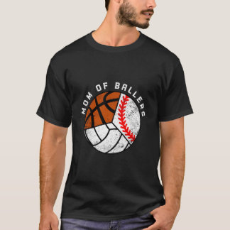 T-shirt Maman De Ballers Baseball Volleyball Basketball Ma
