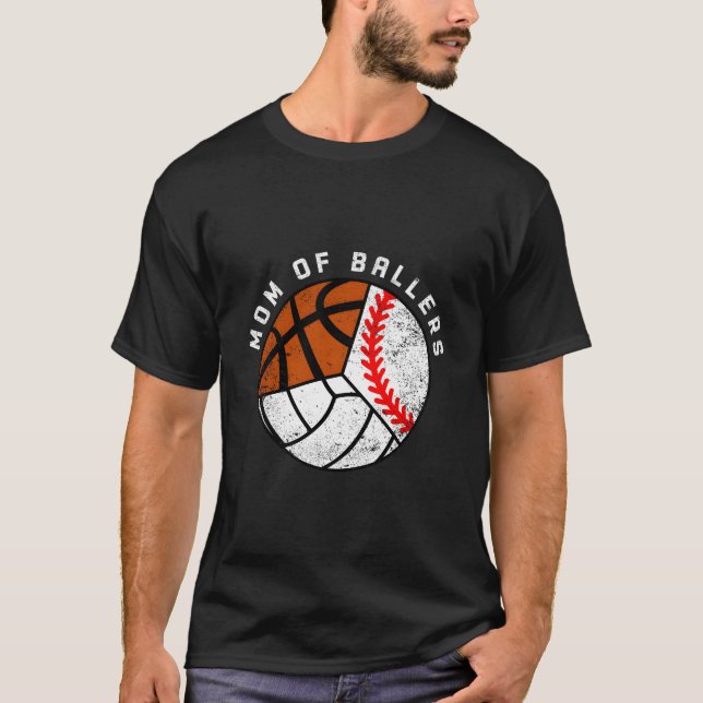 T-shirt Maman De Ballers Baseball Volleyball Basketball Ma (Devant)