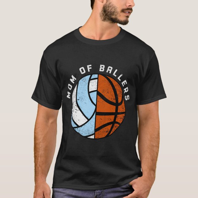 T-shirt Maman De Ballers Funny Volleyball Basketball Maman (Devant)
