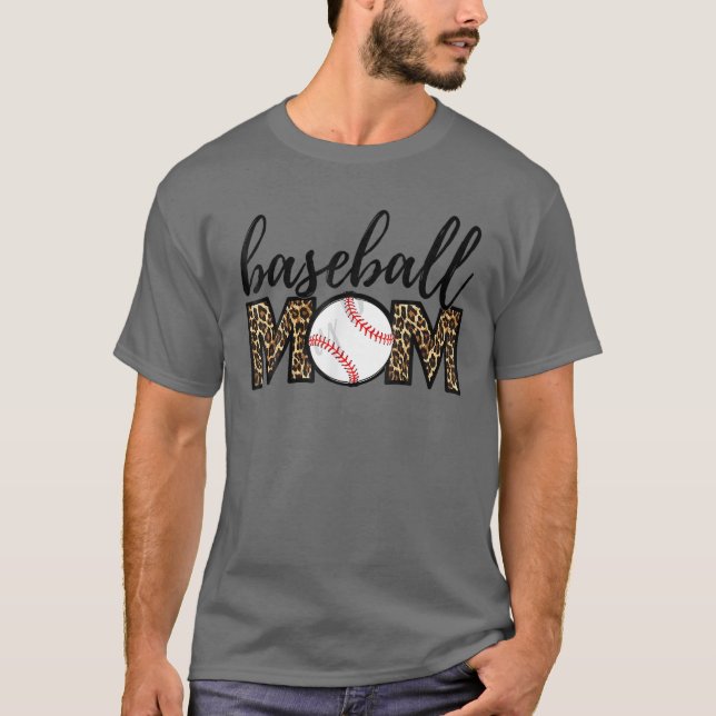 T-shirt Maman de baseball Leopard Funny Softball Maman's D (Devant)