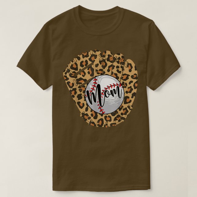 T-shirt Maman de baseball Leopard Softball Mama Fête des M (Design devant)