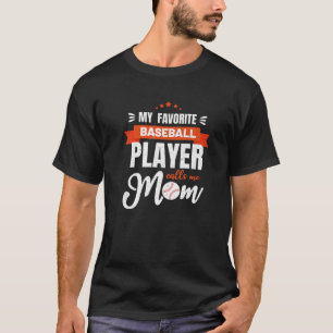 T-shirt Maman De Baseball Mon Joueur De Baseball Préféré M
