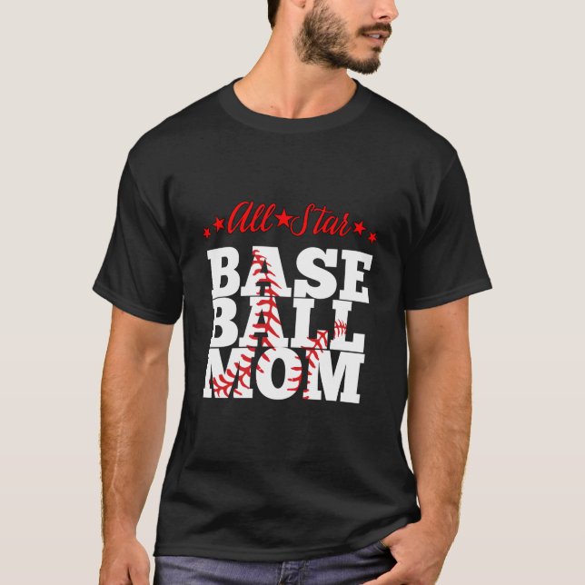 T-shirt Maman de baseball toute étoile (Devant)