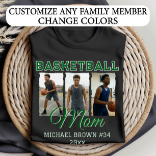 T-shirt Maman de basket-ball personnalisée 3 Collage de ph