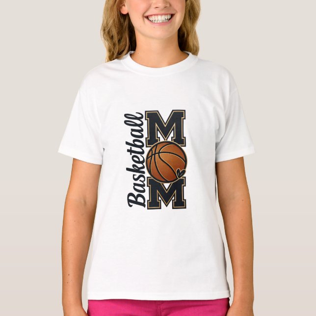 T-shirt Maman de basketteuse de style universitaire or Équ (Devant)