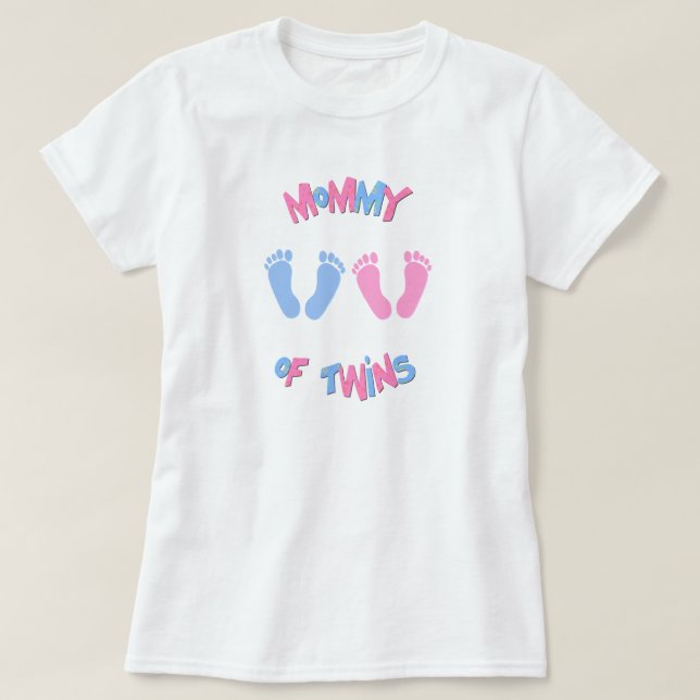 T-shirt Maman de bébé jumeaux Empreintes (Design devant)