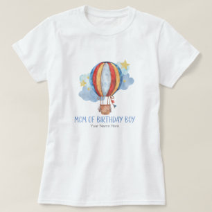 T-shirt Maman de Birthday Boy Blue Red Hot Air Balloon Sta