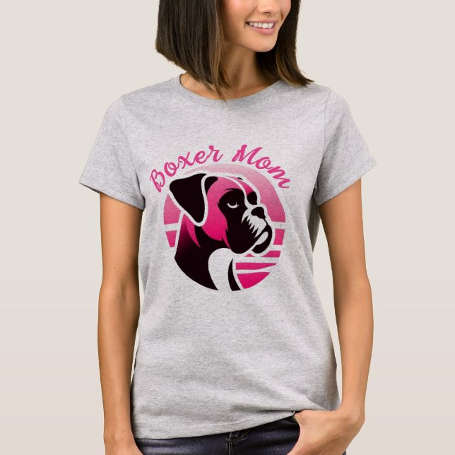 T-shirt Maman de Boxer en Rose (Devant)