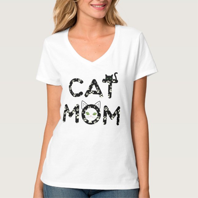 T-shirt Maman de chat mignonne (Devant)