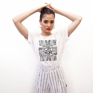T-shirt Maman de chat noir et blanc avec pattes de chat