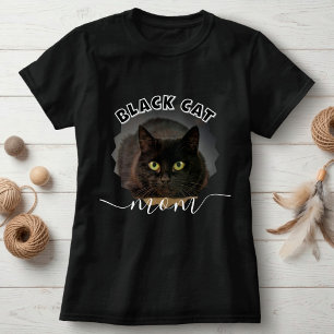 T-shirt Maman de chat noir unique photo personnalisée