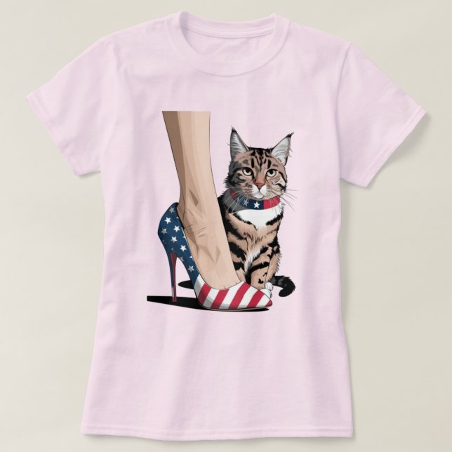 T-shirt Maman de chat patriotique (Design devant)