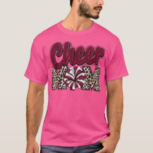 T-shirt Maman de Cheerleader Lettres Léopard Marron Cheer