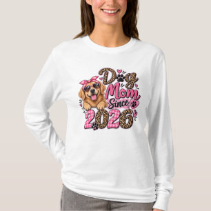 T-shirt Maman de Chien Depuis 2026 Léopard Rose