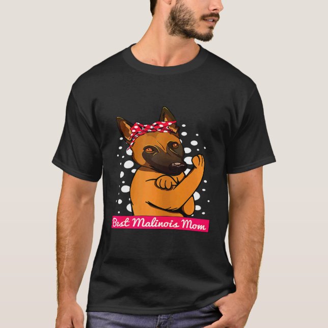 T-shirt Maman de chien malinois rétro (Devant)