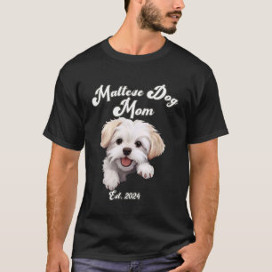 T-shirt Maman de chien maltais mignon Création 2024 Chien