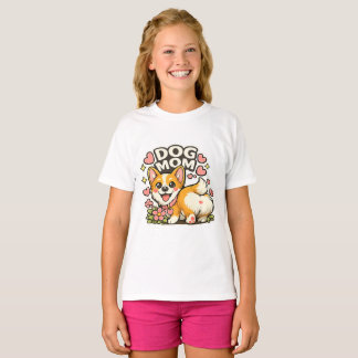 T-shirt Maman de chien mignon autocollant Corgi Kawaii Fle