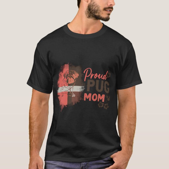 T-shirt Maman de chien Pug (Devant)