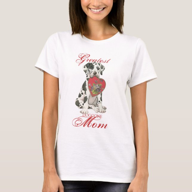 T-shirt Maman de coeur de great dane (Devant)