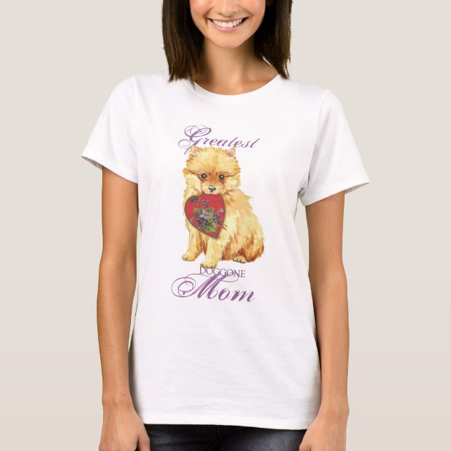 T-shirt Maman de coeur de Pomeranian (Devant)