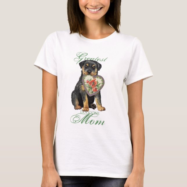 T-shirt Maman de coeur de rottweiler (Devant)