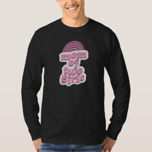 T-shirt Maman De Deux Filles Bohème Arc-En-Ciel Boho Style