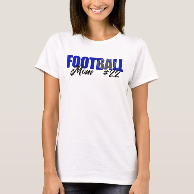 T-shirt Maman de football bleu moderne (Devant)