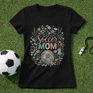 T-shirt Maman de footballeur aux fleurs mignonnes