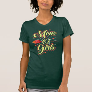 T-shirt Maman de Girls mignonne Yellow Red Typographie