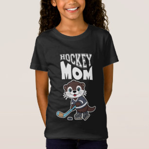 T-Shirt Maman de hockey adorable loutre - Graphique d'anim