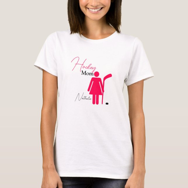 T-shirt Maman de hockey rose chaud (Devant)