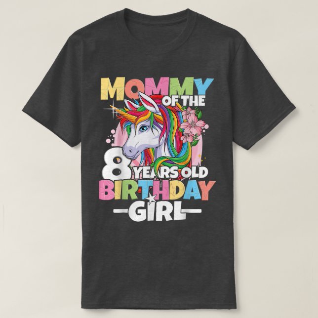T-shirt Maman de la fille d'anniversaire - 8e anniversaire (Design devant)