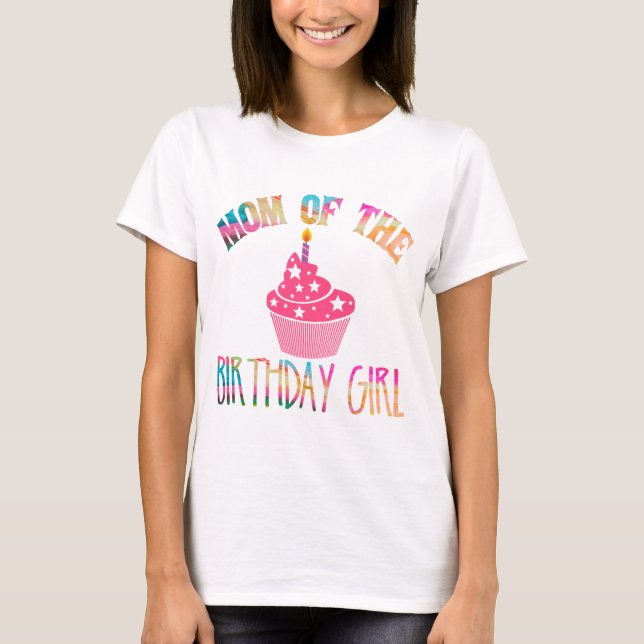 T-shirt "Maman De La Fille D'Anniversaire" Cravate-Teintur (Devant)
