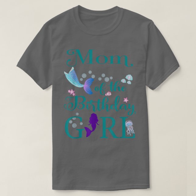 T-shirt Maman de la fille d'anniversaire maman sirène prem (Design devant)