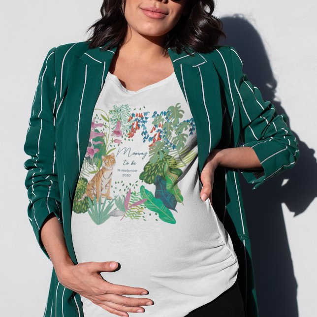 T-shirt Maman de la jungle de Tigre mignonne pour être Bab (Mommy to be tiger tropical jungle)