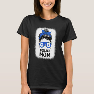 T-shirt Maman De La Police A Bleached Messy Bun Maman D'Un
