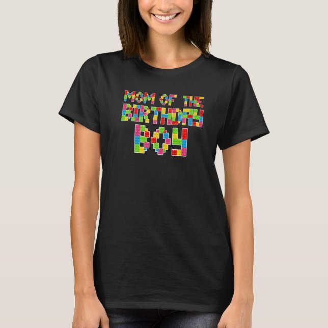 T-shirt Maman De L'Anniversaire Boy Block Bâtiment Garçons (Devant)