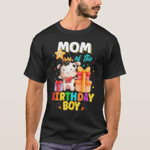 T-shirt Maman De L'Anniversaire Boy Cow Farm Animaux Famil