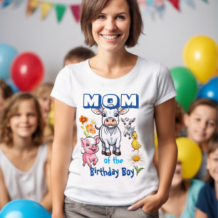 T-shirt Maman de l'anniversaire Boy Farm Animals Party