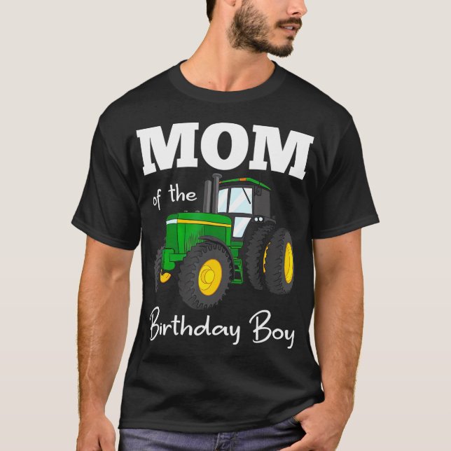T-shirt Maman De L'Anniversaire Boy Tractor Farm Party (Devant)