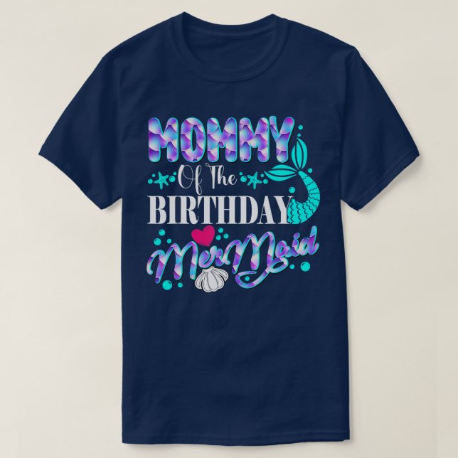 T-shirt Maman De L'Anniversaire Famille De Sirènes Qui Cor (Design devant)