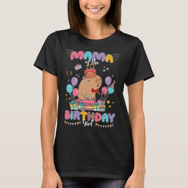 T-shirt Maman De L'Anniversaire Fille Capybara Enfants Qui (Devant)