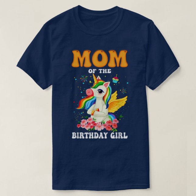 T-shirt Maman De L'Anniversaire Fille Dabbing Unicorn Drôl (Design devant)
