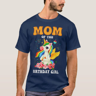T-shirt Maman De L'Anniversaire Fille Dabbing Unicorn Drôl