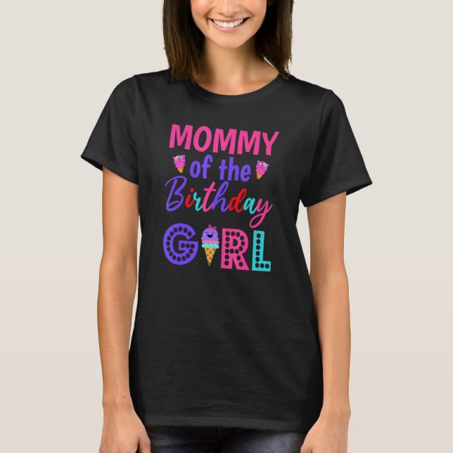 T-shirt Maman De L'Anniversaire Fille Maman Crème Glace Pr (Devant)